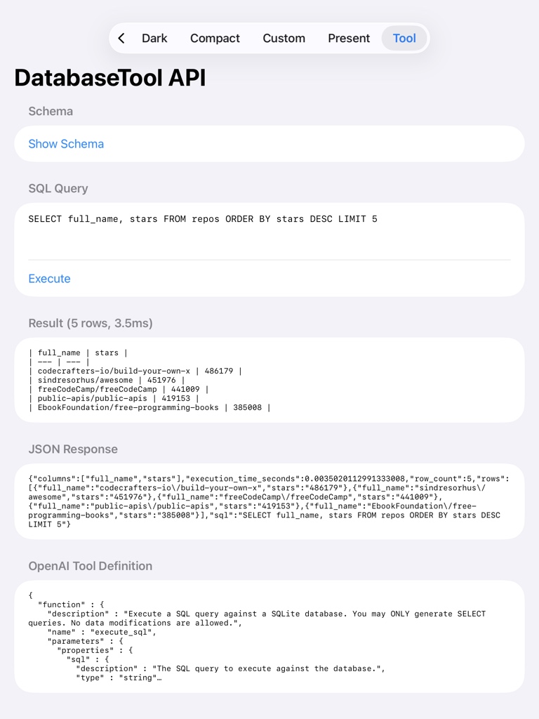 DatabaseTool API
