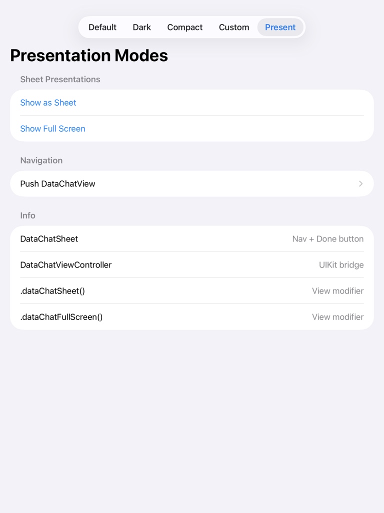 Presentation modes